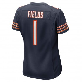 Maillot Chicago Bears Justin Fields 1 Nike Bleu Marine 2021 NFL Draft - Femme